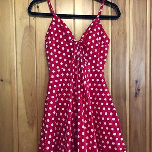 She + Sky Red and White Polka Dot Dress
